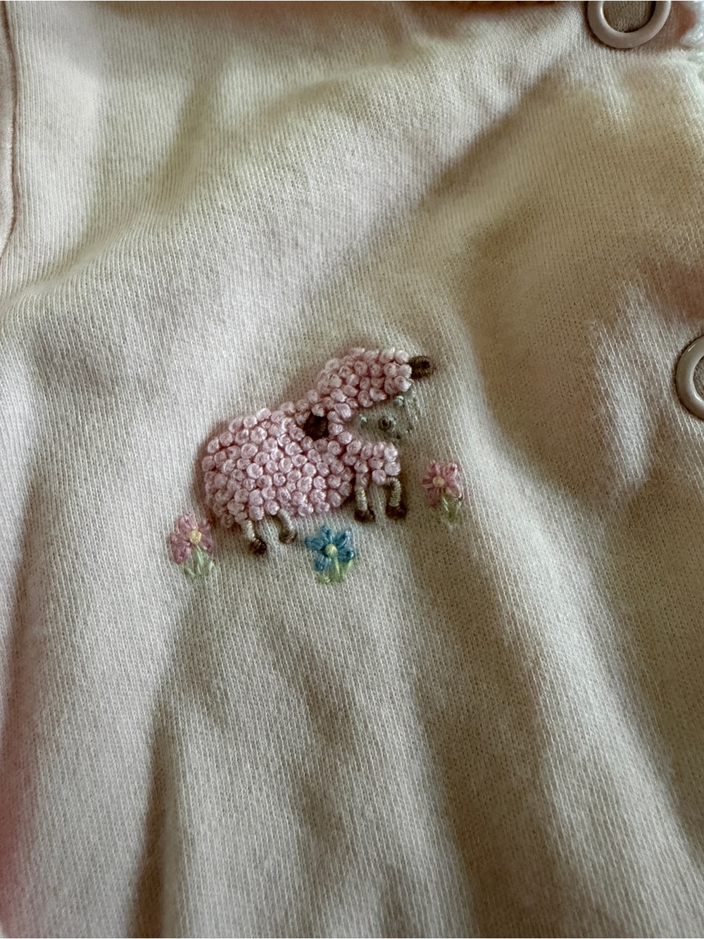 Baby Girl Converter Gown in Light Pink with Embroidered Sheep - Picture 5 of 6